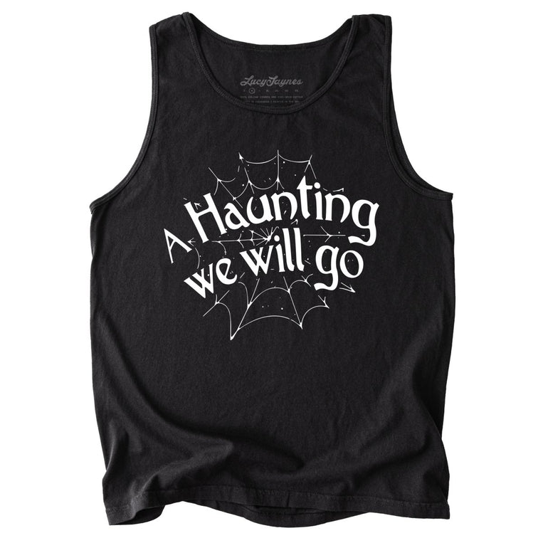 A Haunting We Will Go Comfort Colors Graphic Tank Top - Black