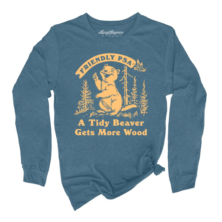 A Tidy Beaver Gets More Wood - Heather Deep Teal - Front