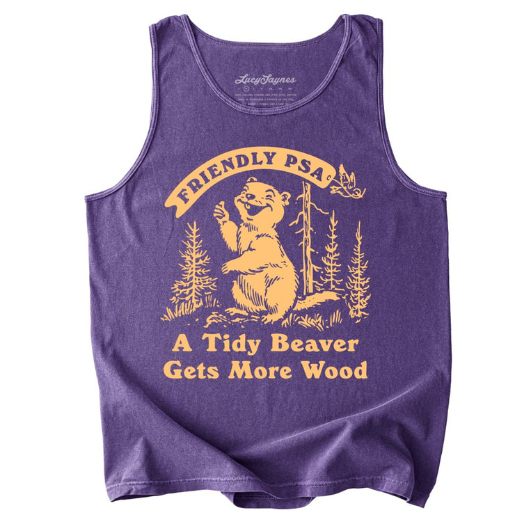 A Tidy Beaver Gets More Wood Comfort Colors Graphic Tank Top - Grape