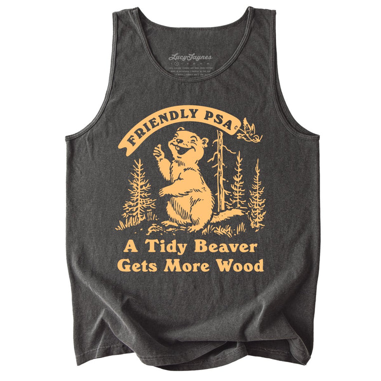 A Tidy Beaver Gets More Wood Comfort Colors Graphic Tank Top - Pepper