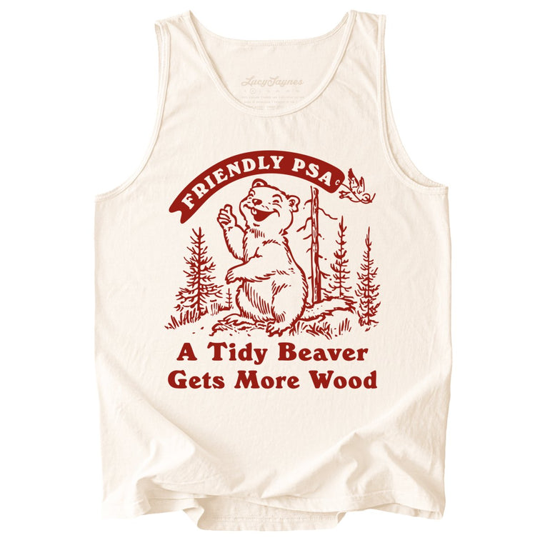 A Tidy Beaver Gets More Wood Comfort Colors Graphic Tank Top - Ivory