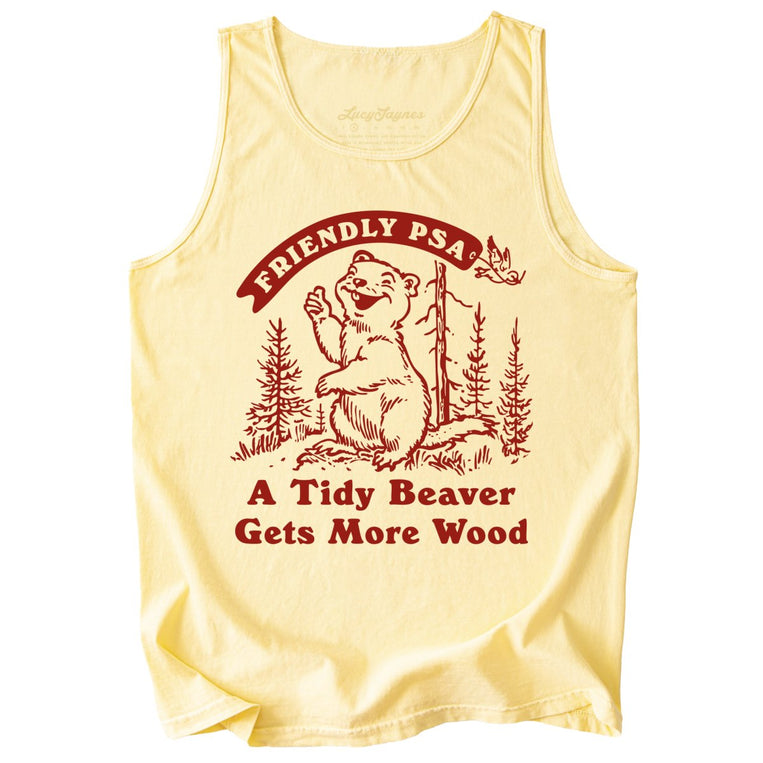 A Tidy Beaver Gets More Wood Comfort Colors Graphic Tank Top - Butter