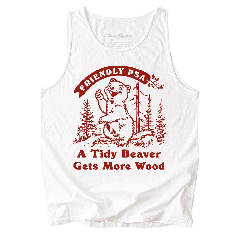 A Tidy Beaver Gets More Wood Comfort Colors Graphic Tank Top - White