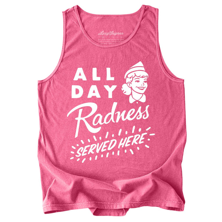 All Day Radness Comfort Colors Graphic Tank Top - Crunchberry