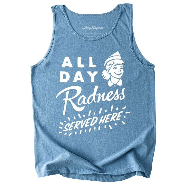 All Day Radness Comfort Colors Graphic Tank Top - Ice Blue