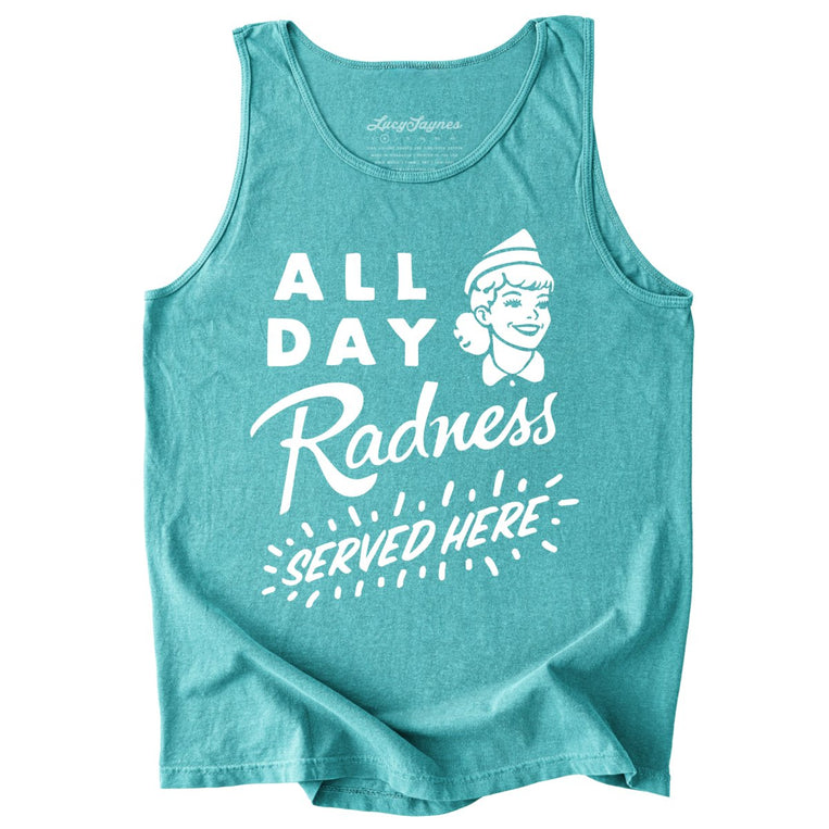 All Day Radness Comfort Colors Graphic Tank Top - Seafoam