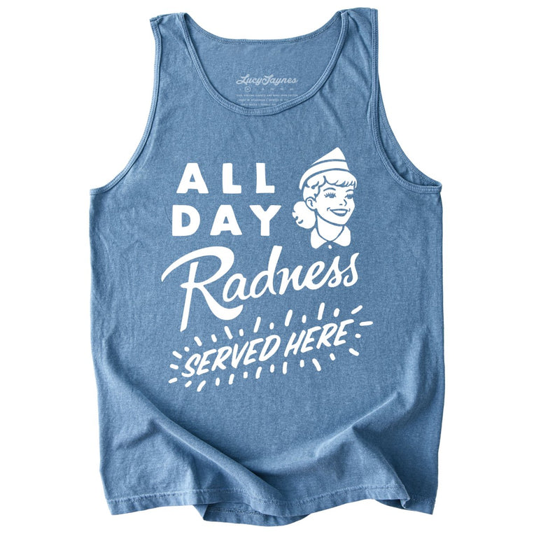 All Day Radness Comfort Colors Graphic Tank Top - Blue Jean