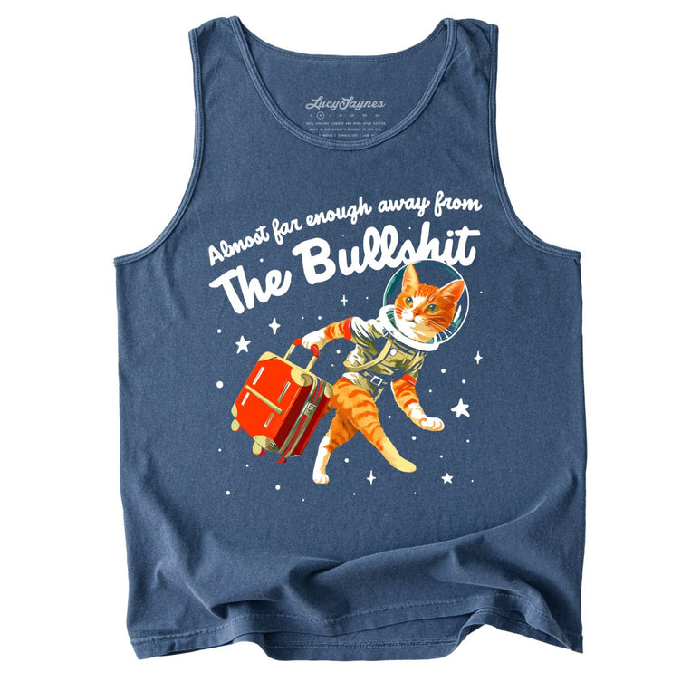 Almost Far Enough Away From The Bullshit Comfort Colors Graphic Tank Top - Denim
