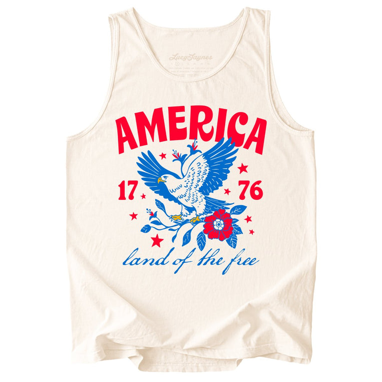 America Land Of The Free Comfort Colors Graphic Tank Top - Ivory