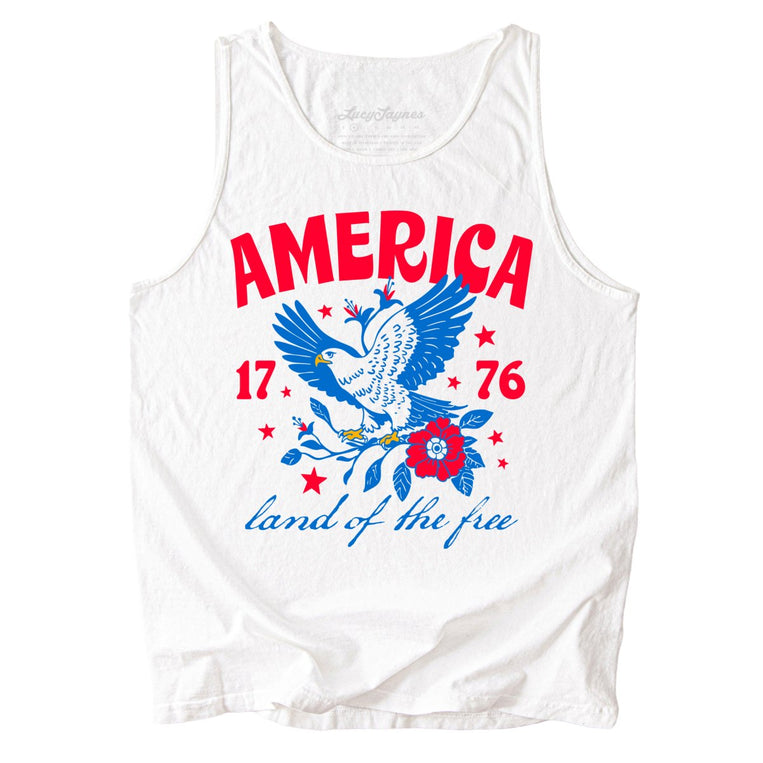 America Land Of The Free Comfort Colors Graphic Tank Top - White