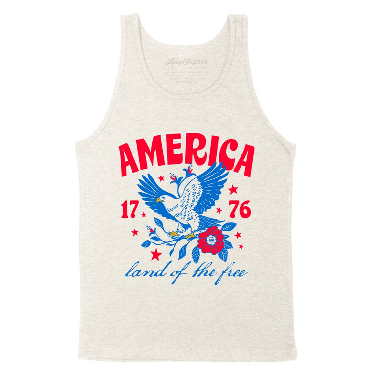 America Land Of The Free - Oatmeal Triblend - Unisex Tank Top