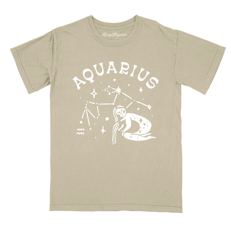 Aquarius - Khaki - Comfort Colors Tee