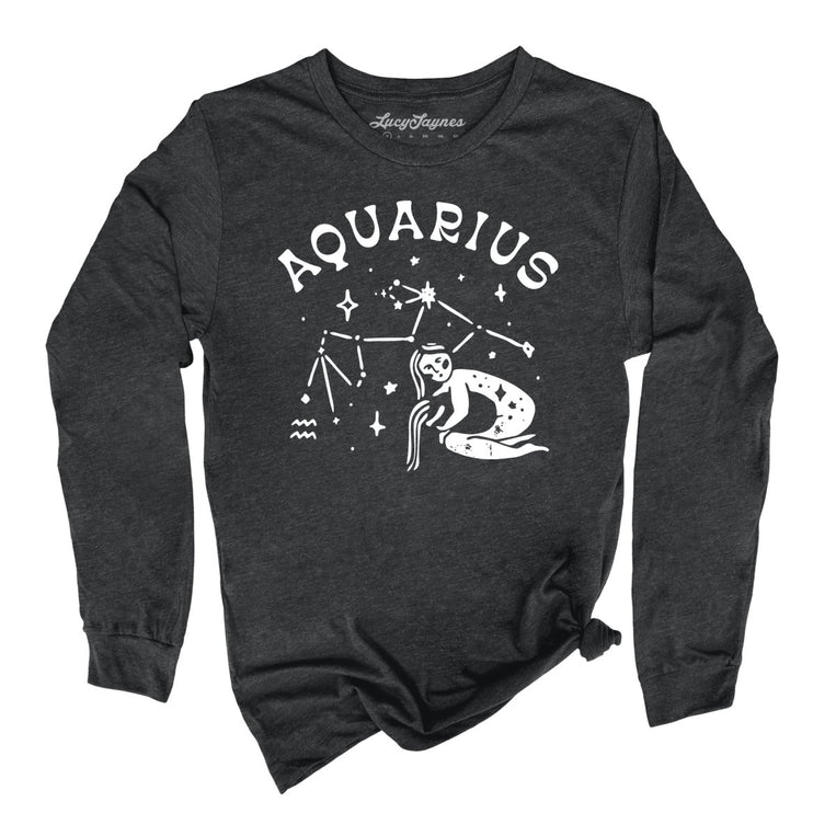 Aquarius - Dark Grey Heather - Unisex Long Sleeve T-Shirt