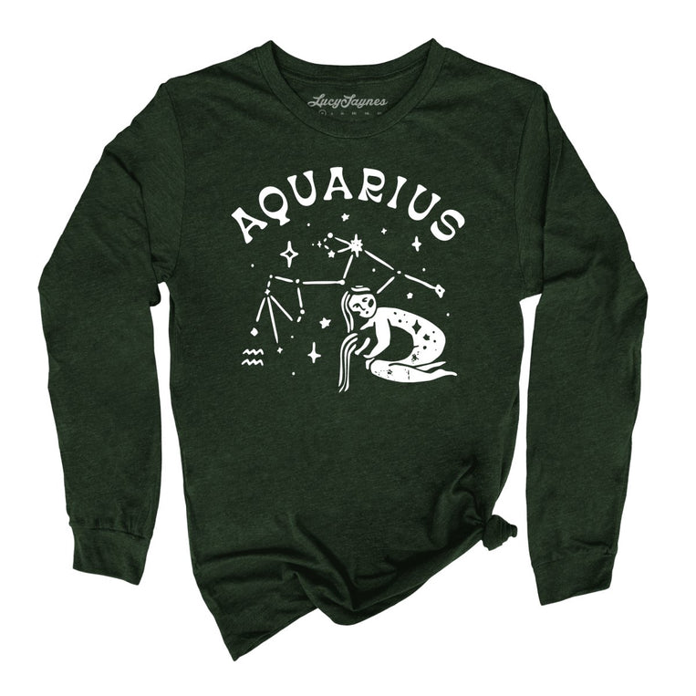 Aquarius - Heather Forest - Unisex Long Sleeve T-Shirt