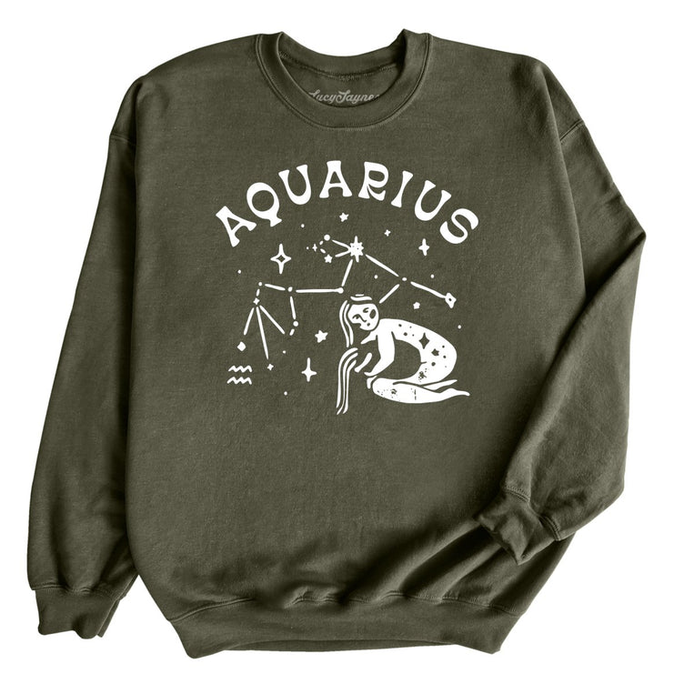 Aquarius - Military Green - Unisex Sweatshirt