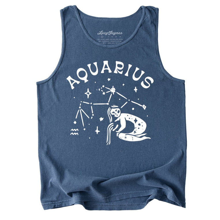 Aquarius Comfort Colors Graphic Tank Top - Denim