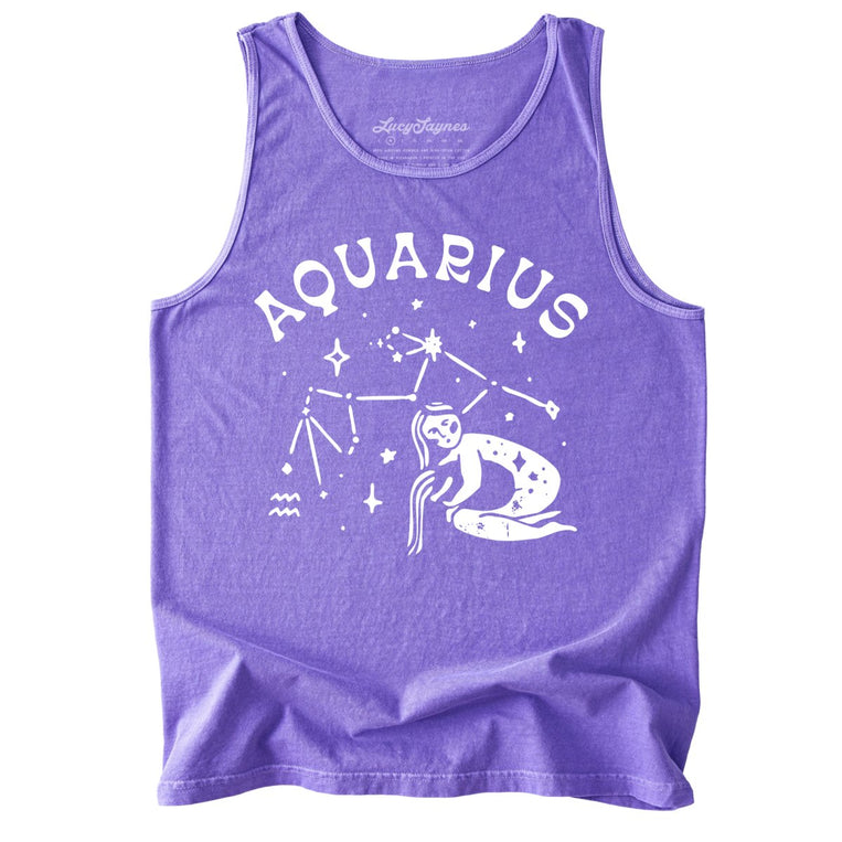 Aquarius Comfort Colors Graphic Tank Top - Violet
