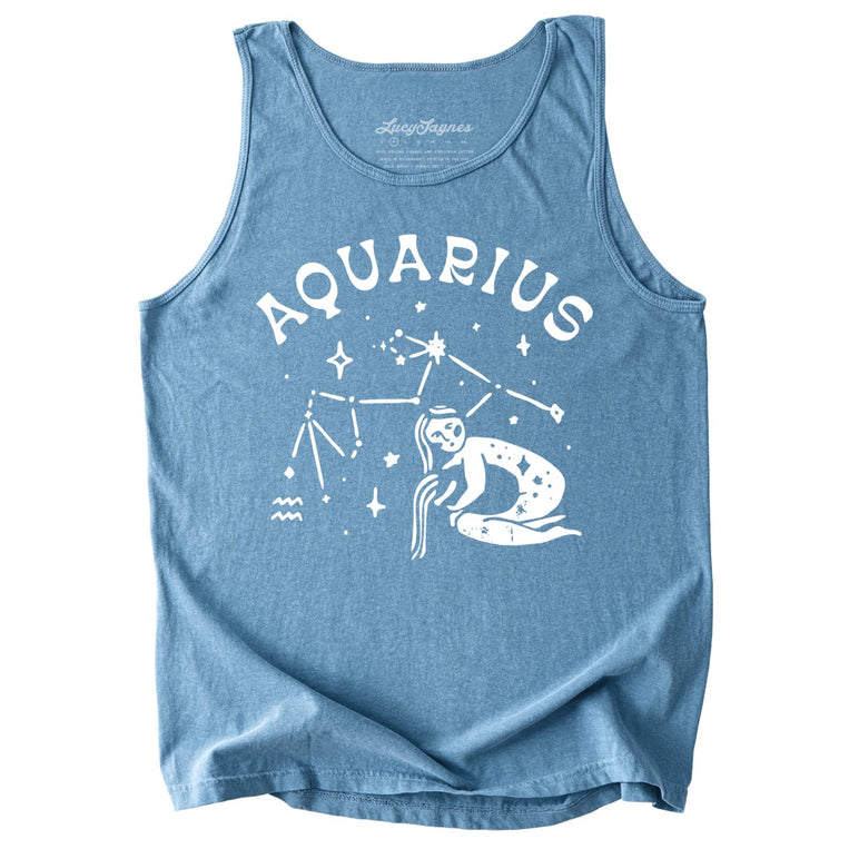 Aquarius Comfort Colors Graphic Tank Top - Ice Blue