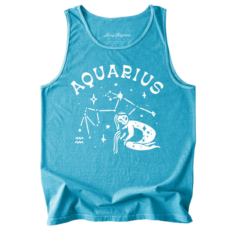 Aquarius Comfort Colors Graphic Tank Top - Sapphire