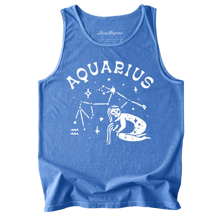 Aquarius Comfort Colors Graphic Tank Top - Flo Blue