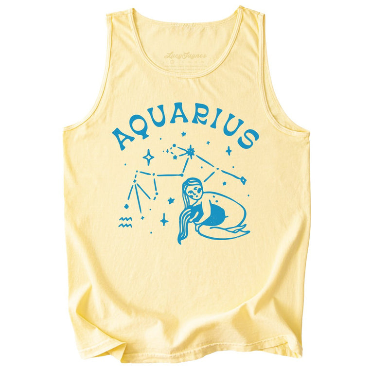 Aquarius Comfort Colors Graphic Tank Top - Butter