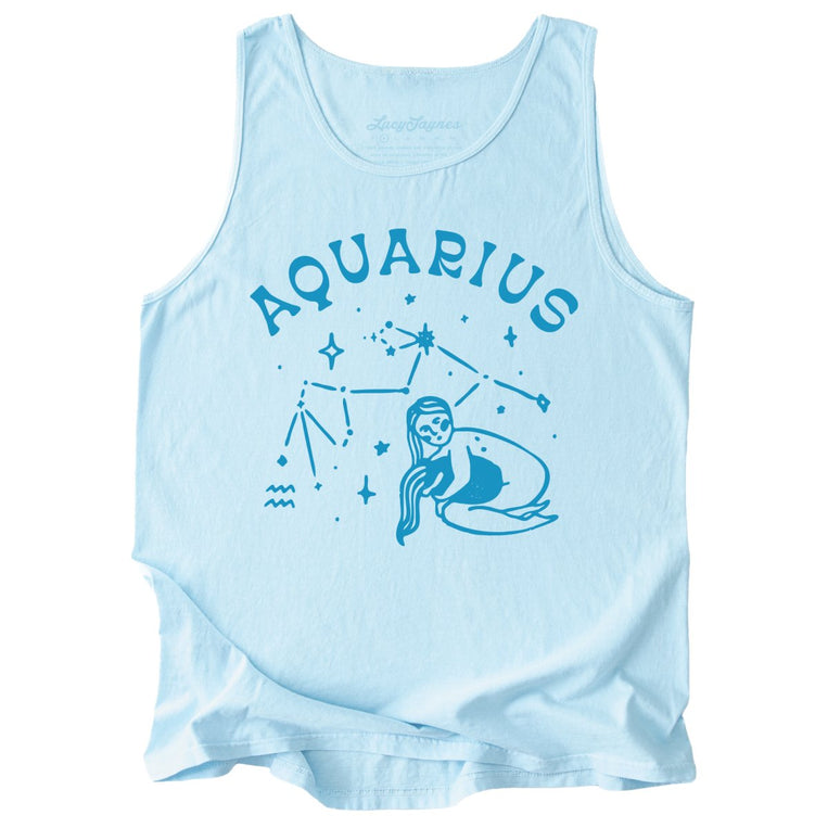 Aquarius Comfort Colors Graphic Tank Top - Chambray