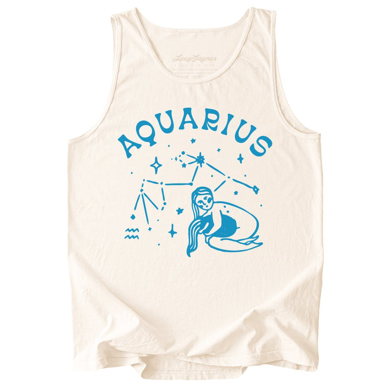 Aquarius Comfort Colors Graphic Tank Top - Ivory