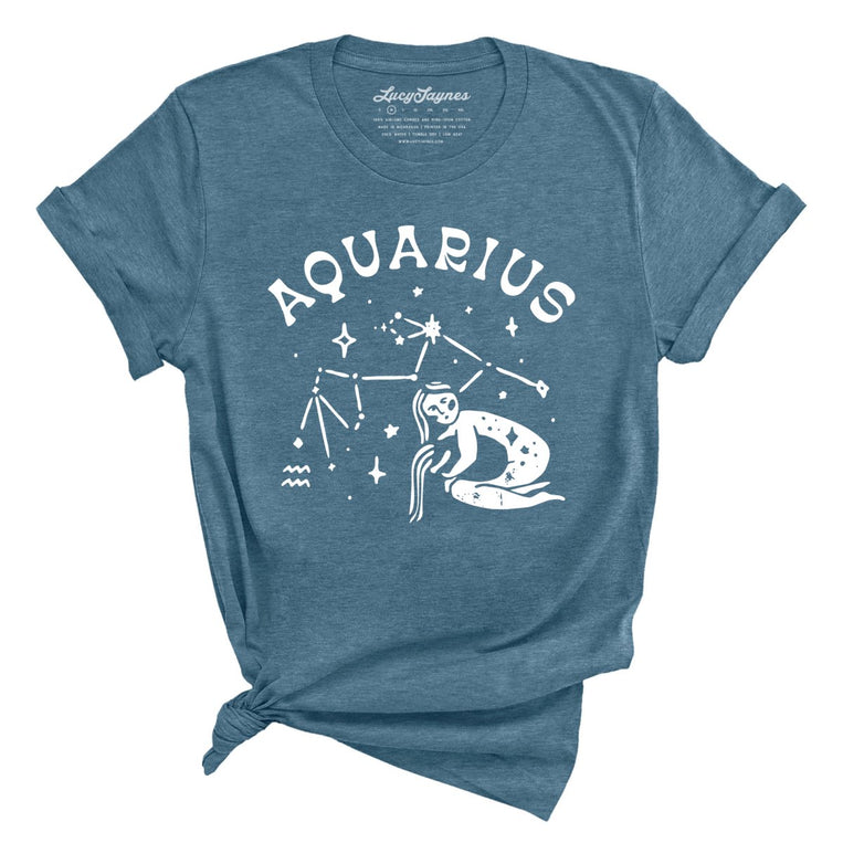 Aquarius - Heather Deep Teal - Unisex T-Shirt