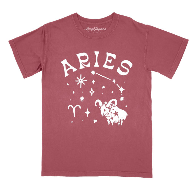 Aries Comfort Colors Graphic Tee - Brick