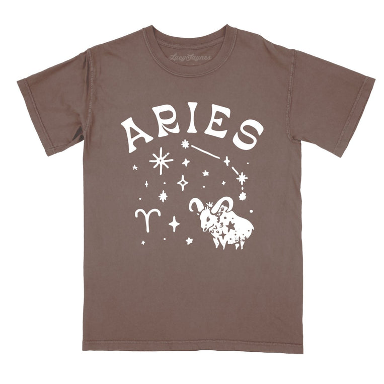 Aries Comfort Colors Graphic Tee - Espresso