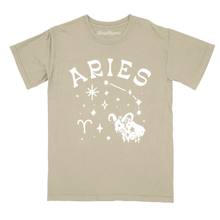 Aries Comfort Colors Graphic Tee - Khaki