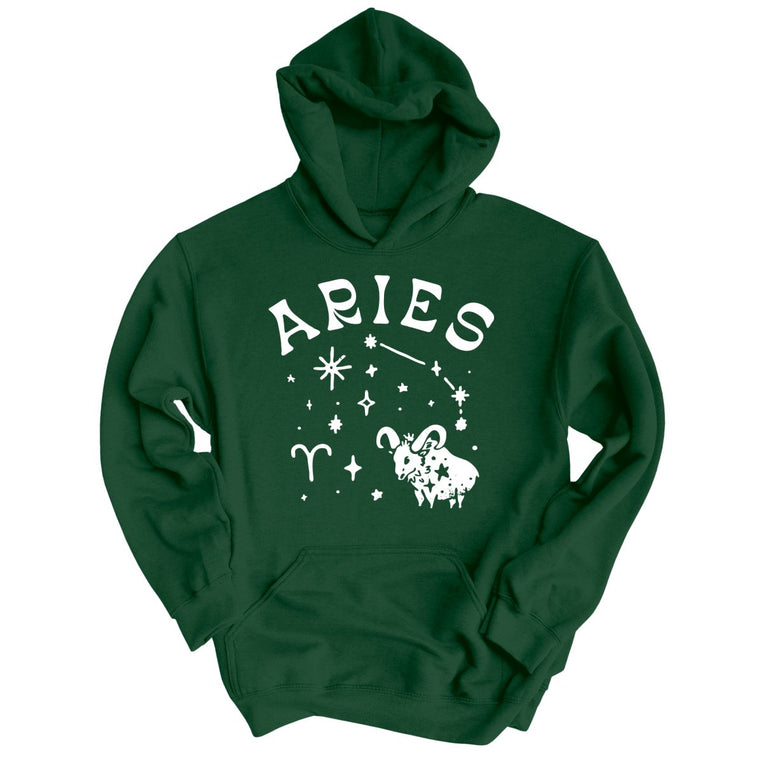 Aries Graphic Hoodie - Forest Green