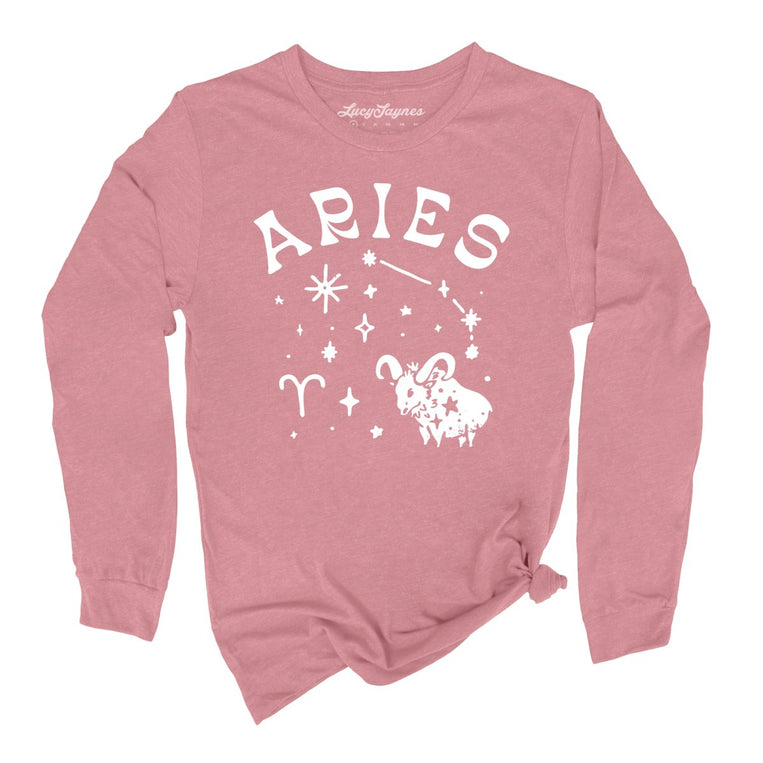 Aries - Heather Mauve - Unisex Long Sleeve T-Shirt