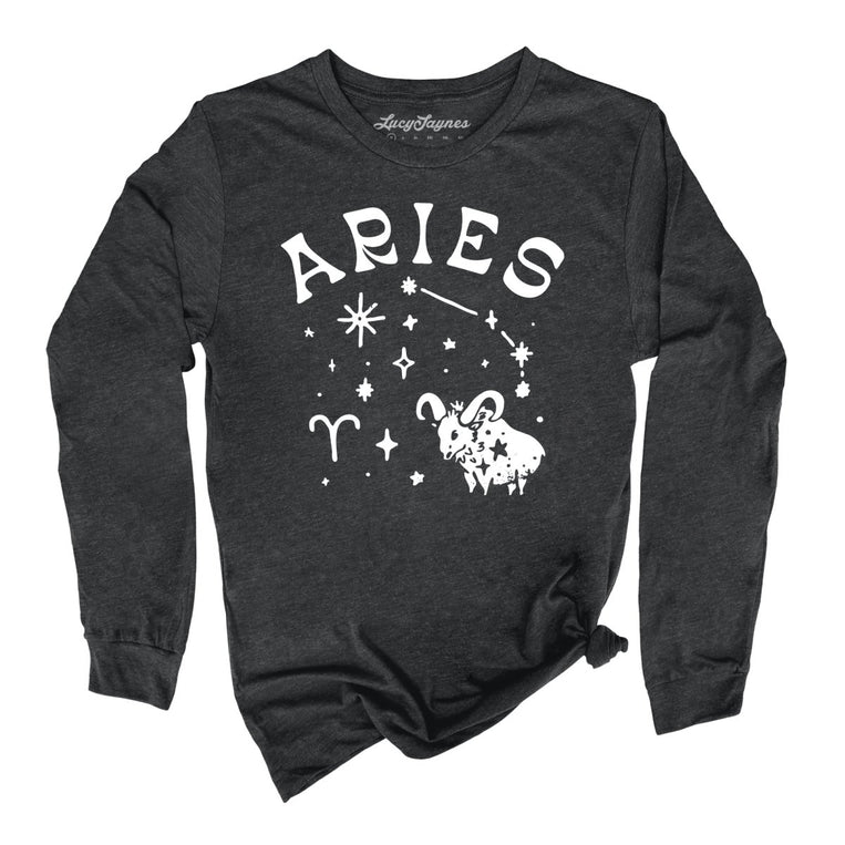 Aries - Dark Grey Heather - Unisex Long Sleeve T-Shirt