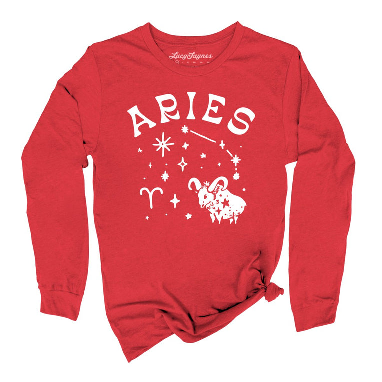 Aries - Red - Unisex Long Sleeve T-Shirt