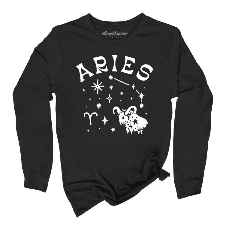 Aries - Black - Unisex Long Sleeve T-Shirt