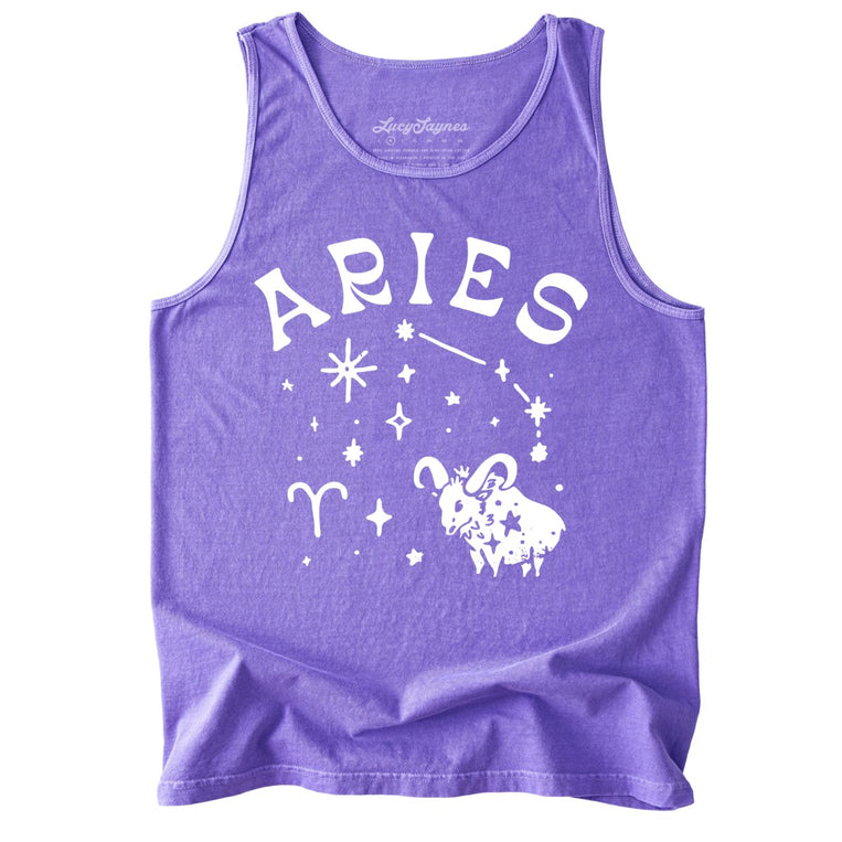 Aries Comfort Colors Graphic Tank Top - Violet