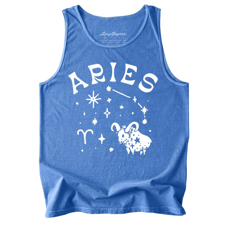 Aries Comfort Colors Graphic Tank Top - Flo Blue