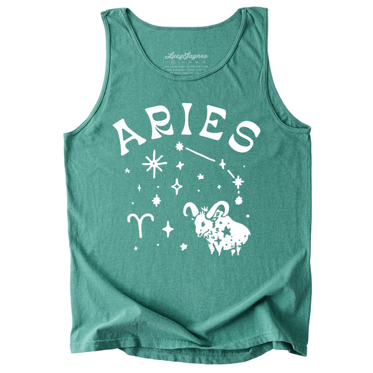 Aries Comfort Colors Graphic Tank Top - Light Green