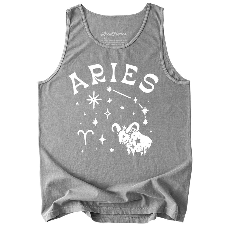 Aries Comfort Colors Graphic Tank Top - Grey