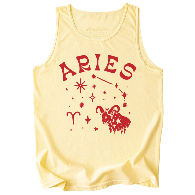 Aries Comfort Colors Graphic Tank Top - Butter