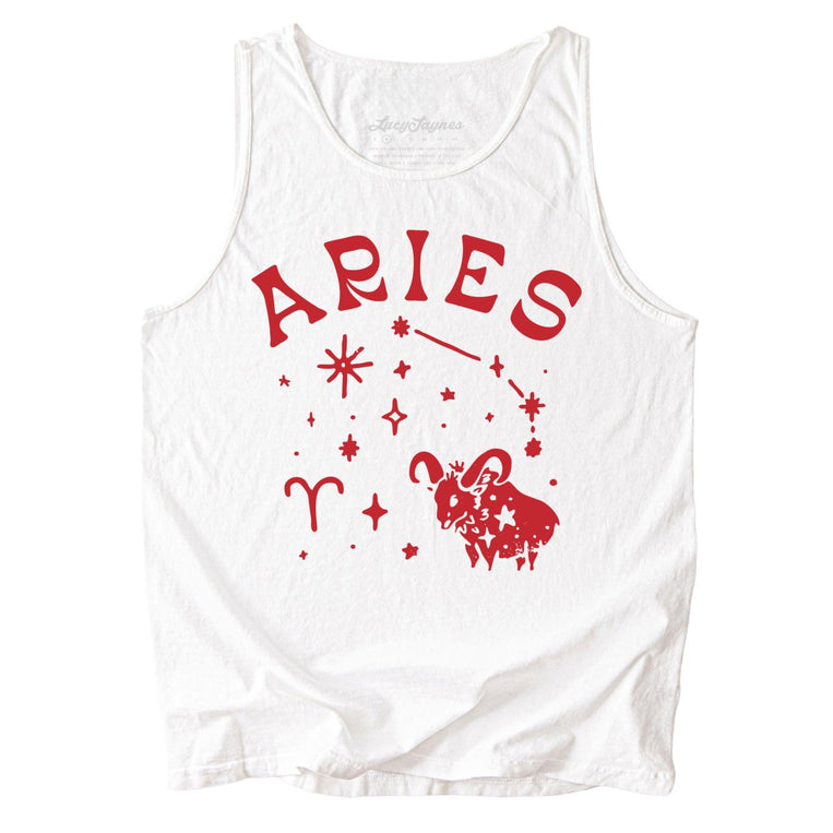 Aries Comfort Colors Graphic Tank Top - White