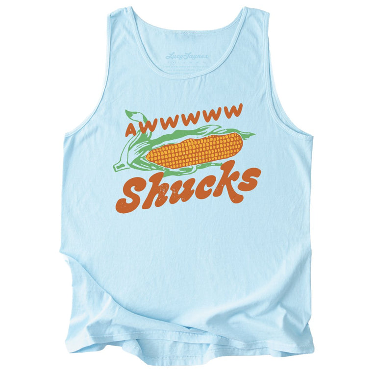 Awwwww Shucks Comfort Colors Graphic Tank Top - Chambray
