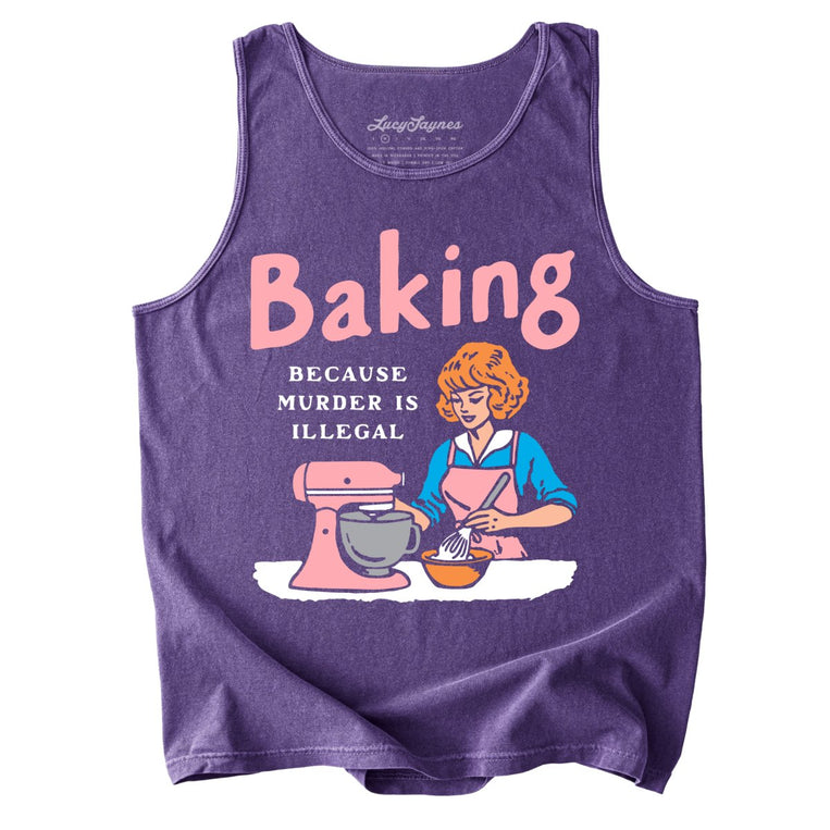 Baking Because Murder Is Illegal Comfort Colors Graphic Tank Top - Grape