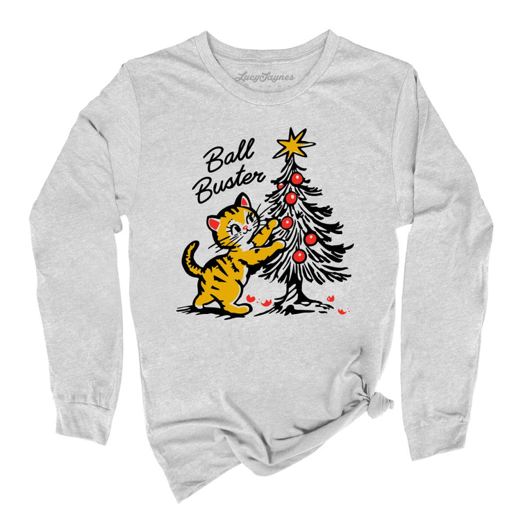 Ball Buster Graphic Long Sleeve Tee - Athletic Heather