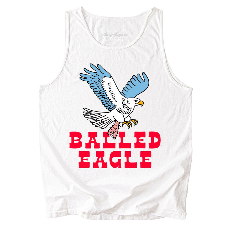 Balled Eagle Comfort Colors Graphic Tank Top - White