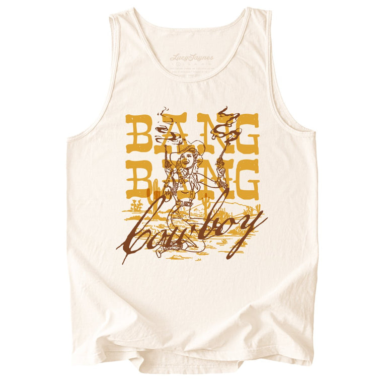 Bang Bang Cowboy Comfort Colors Graphic Tank Top - Ivory