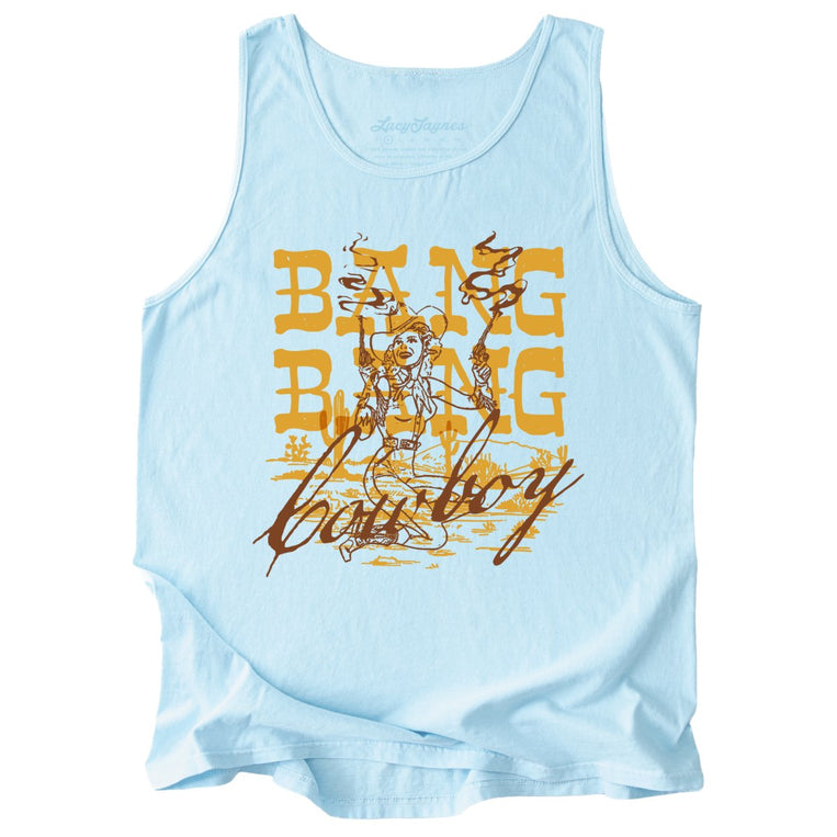 Bang Bang Cowboy Comfort Colors Graphic Tank Top - Chambray