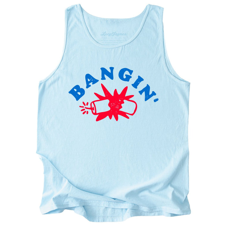 Bangin' Comfort Colors Graphic Tank Top - Chambray