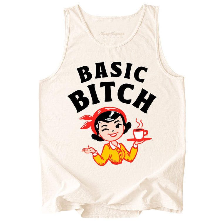 Basic Bitch Comfort Colors Graphic Tank Top - Ivory